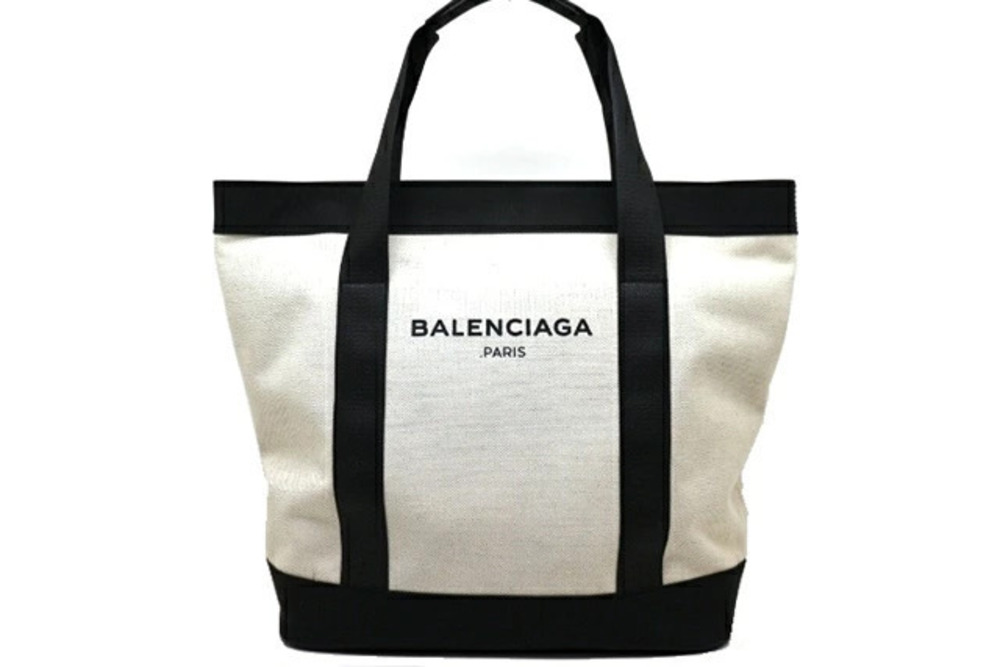 Balenciaga Bag Navy Blue Tote Canvas Leather